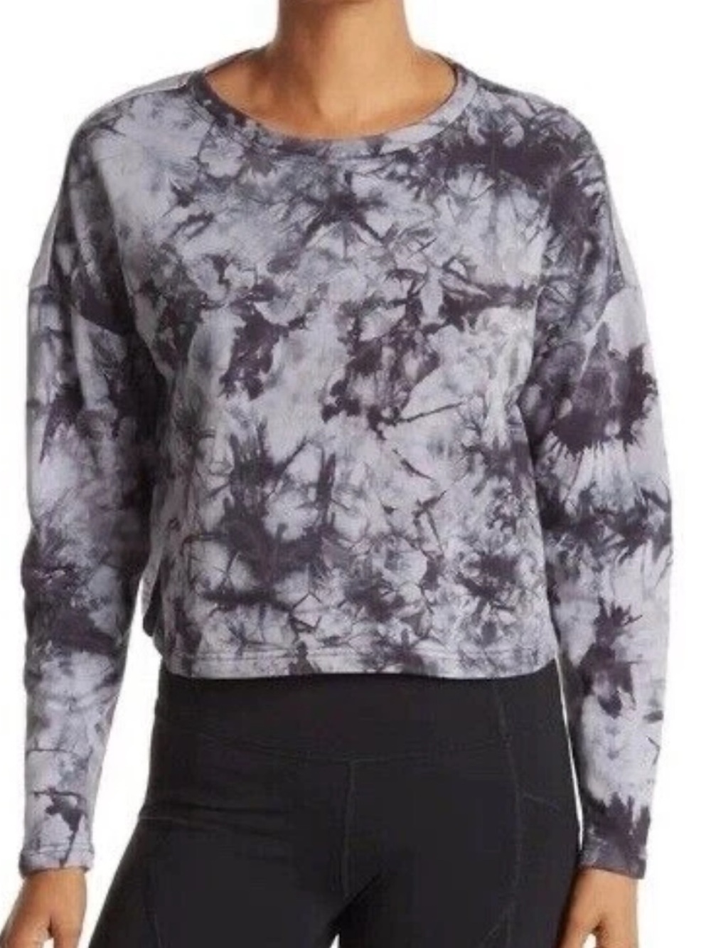 Z by Zella 100% Cotton black and grey dye crop crewneck sweatshirt size S